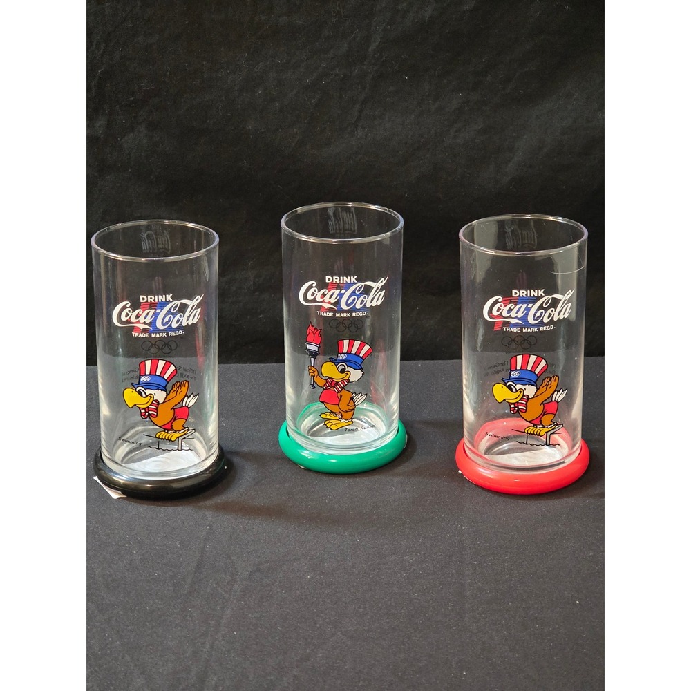 Coca Cola Olympic Games Glasses 1984 Los Angeles Sam The Eagle Set of‎ 3